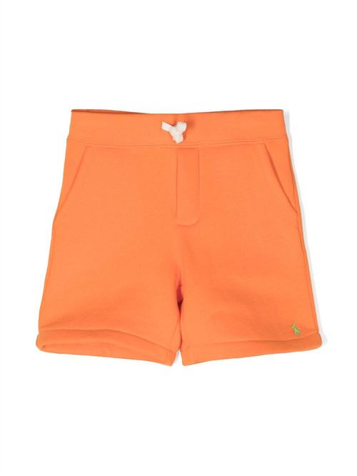 Embroidered-logo cotton shorts - Orange