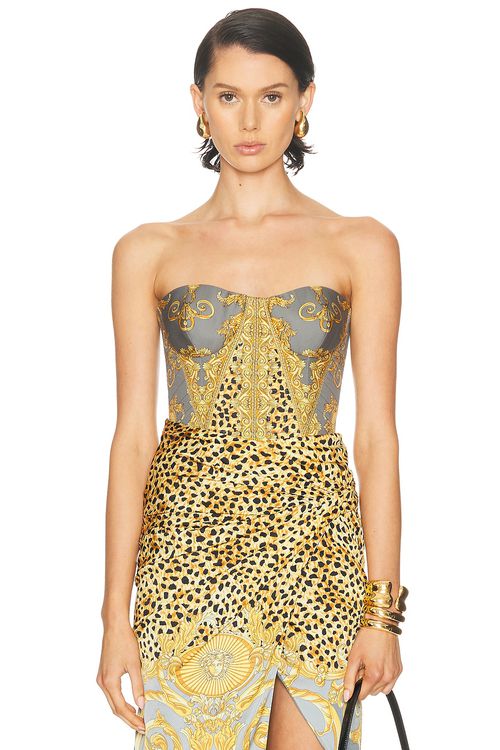 VERSACE Strapless Bodysuit in Yellow