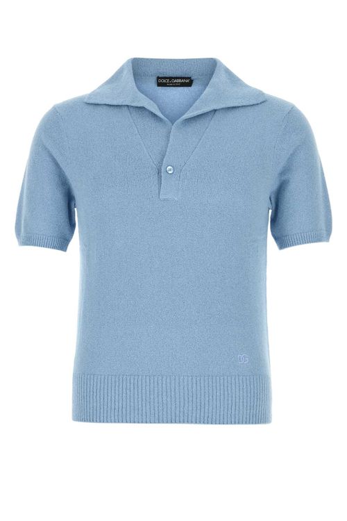 Cotton-Blend Knit Polo Shirt — Blue