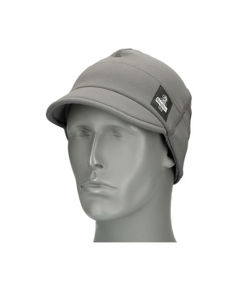 Men's Beanie with Visor - Stretch Nylon/Spandex Shell, Fleece-Lined Winter Hat - Grey