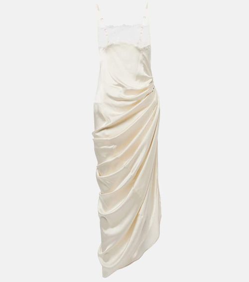 La Saudade Brodée satin slip dress