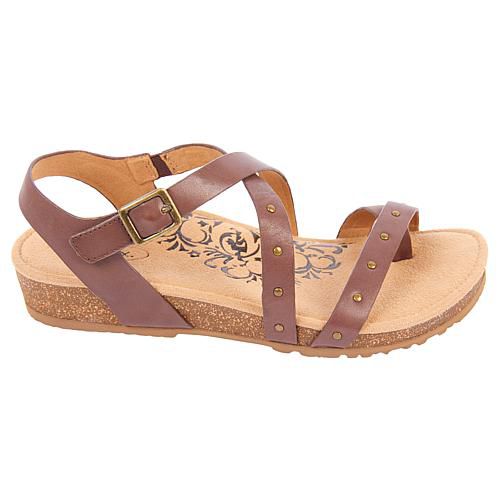 Aetrex® Lauren Leather Orthotic Quarter Strap Sandal