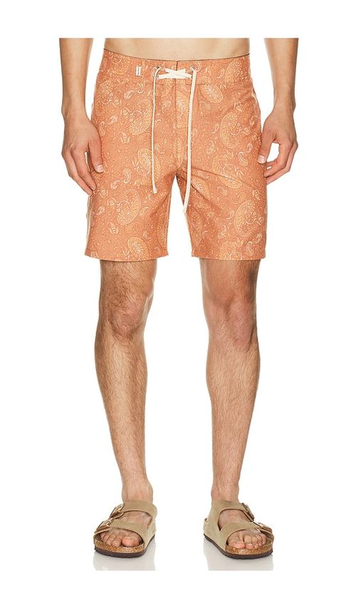 Rhythm Tally Paisley Swim Trunk in Orange. - 36 also