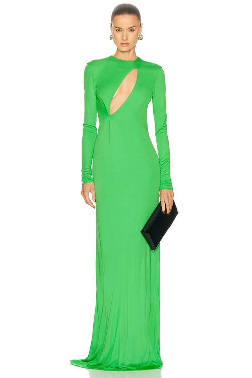 TOM FORD Long Sleeve Evening Dress in Green Clover - Green. 40 also