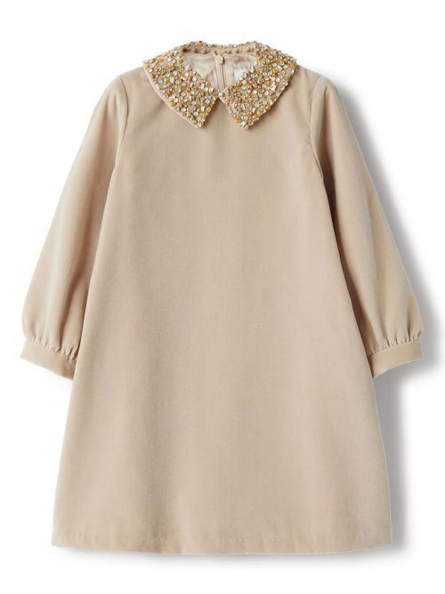 Jewelled collar dress - Neutrals