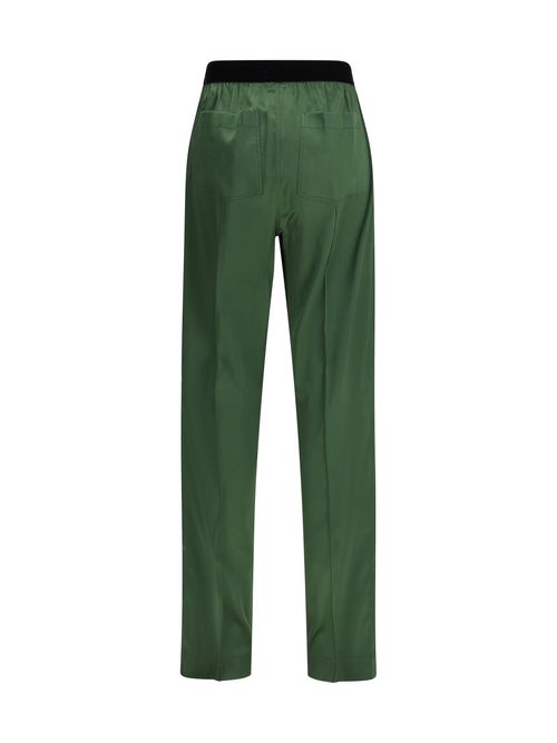 Stretch Silk Satin Trousers — Green