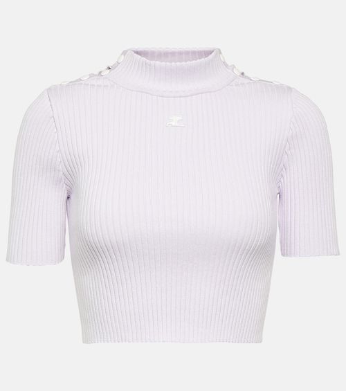 Courrèges Logo ribbed-knit crop top