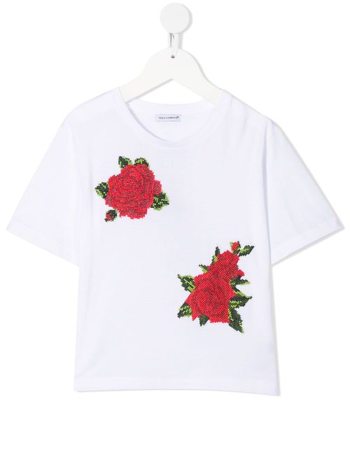 Embroidered floral T-shirt - White