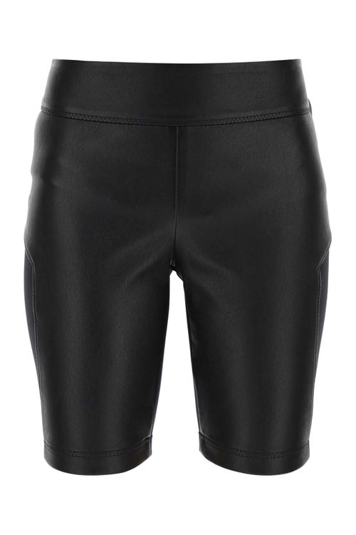 Leather and Nylon Blend Leggings — Black