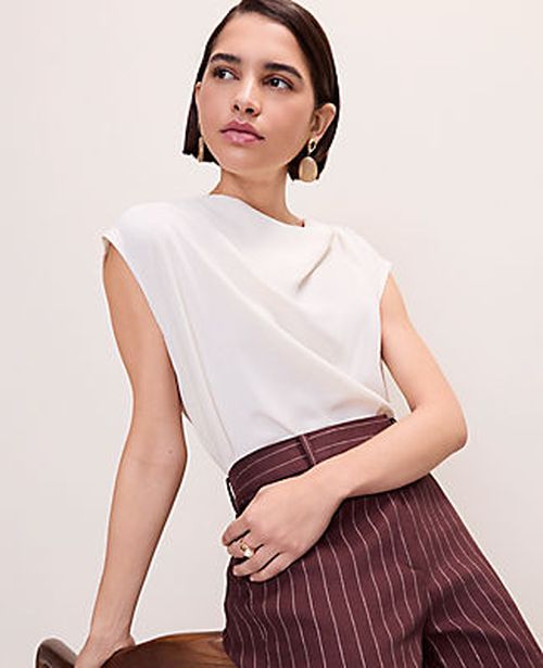 Ann Taylor Mixed Media Cowl Neck Top