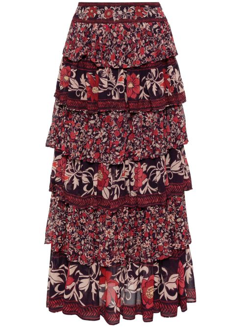 Chelsea garden ruffle maxi skirt - Purple