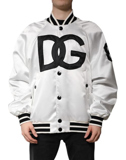 DG Logo Jersey Bomber Jacket — White
