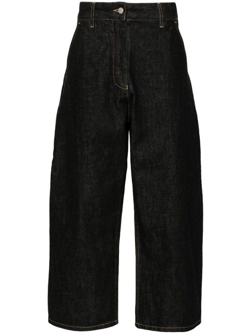 Wide Leg Denim Cropped Jeans