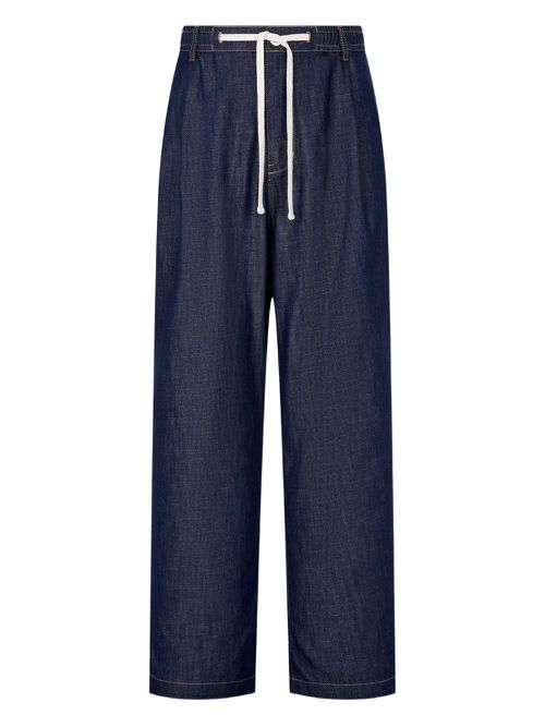 Drawstring-waist denim trousers - Blue