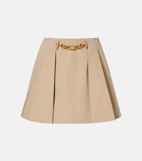 Pleated cotton gabardine miniskirt