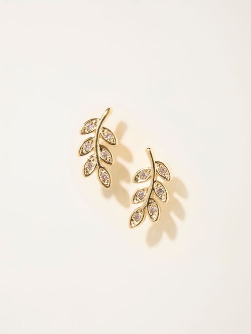 FatFace Gold Tone Leaf Stud Earrings