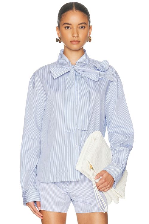 AKNVAS Flor Stripe Shirt in Light Blue Stripe - Baby Blue. L also in M