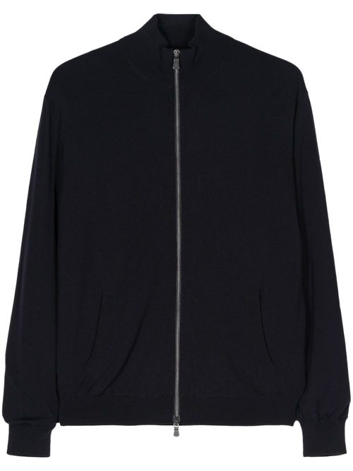 Virgin wool zip-up cardigan - Blue