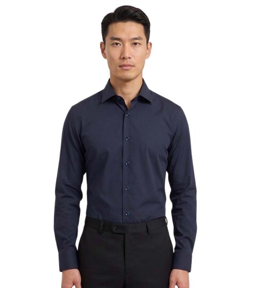 Navy Blue Solid Shirt