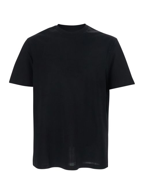 Cotton Jacquard Crew Neck T-Shirt — Black