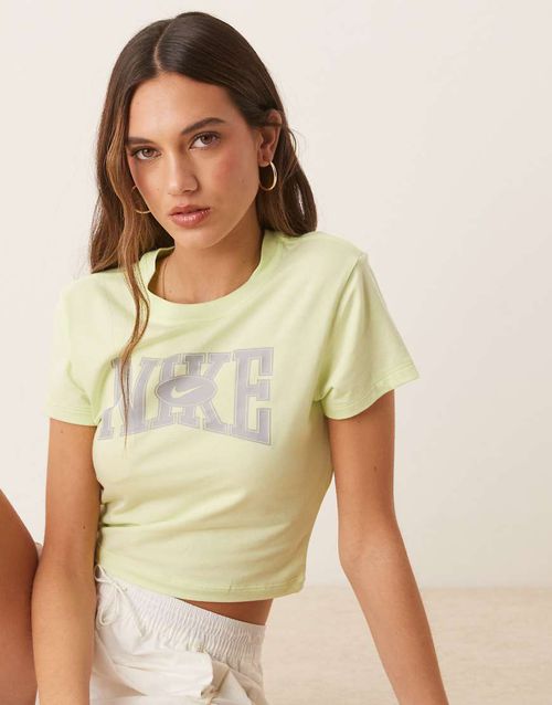 Street graphic cropped t-shirt in lime green