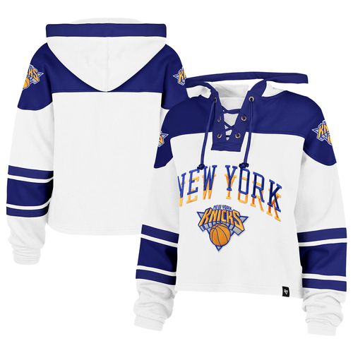 Women's White New York Knicks 2024/25 City Edition Superior Cropped Lace-Up Pullover Hoodie