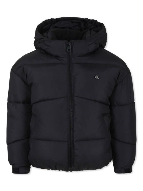 Logo-appliqué puffer jacket - Black