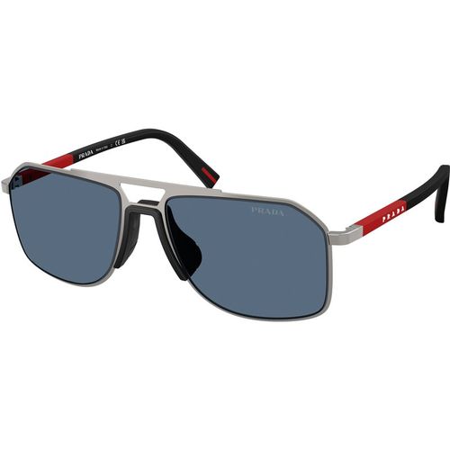 Prada Linea Rossa Man Prada Linea Rossa PS B51S 5AV06A Sunglasses Metal Grey Blue Pilot Norma