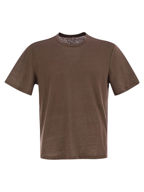 Majestic Crew-Neck And Short-Sleeved T-Shirt In Linen
