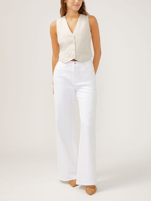 Women's Highly Desirable High Rise Ultra Wide Leg Jeans White by Silver Jean