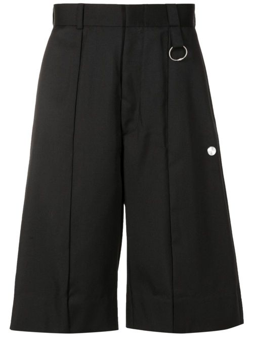 Logo-plaque virgin-wool shorts - Black
