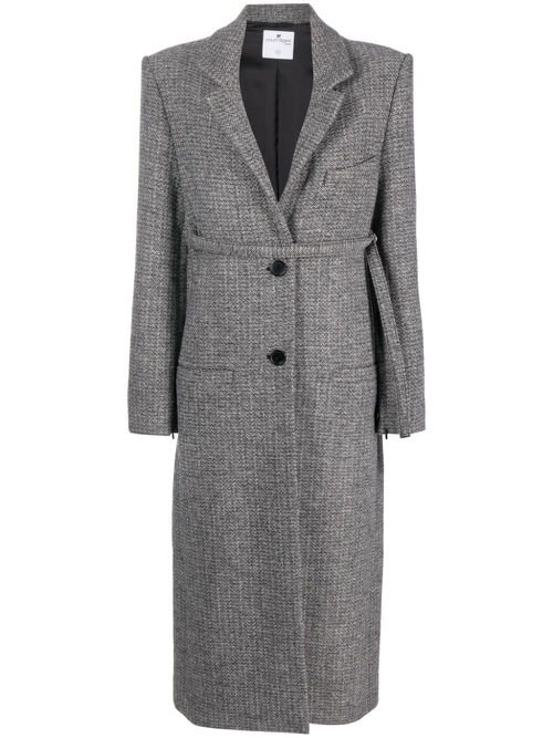 Strap-detail tailored coat - Black