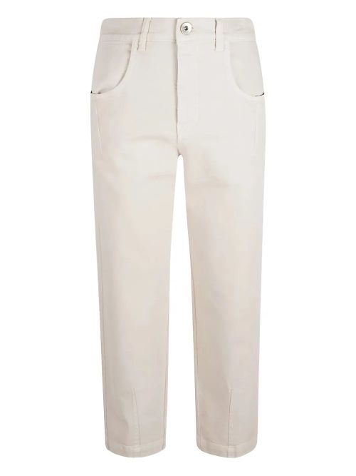 Patch-Pocket Cotton Blend Trousers — White