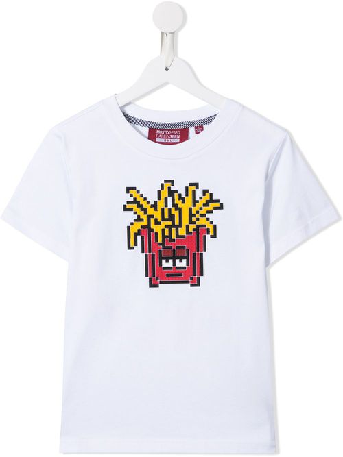 Fries print cotton T-shirt - White
