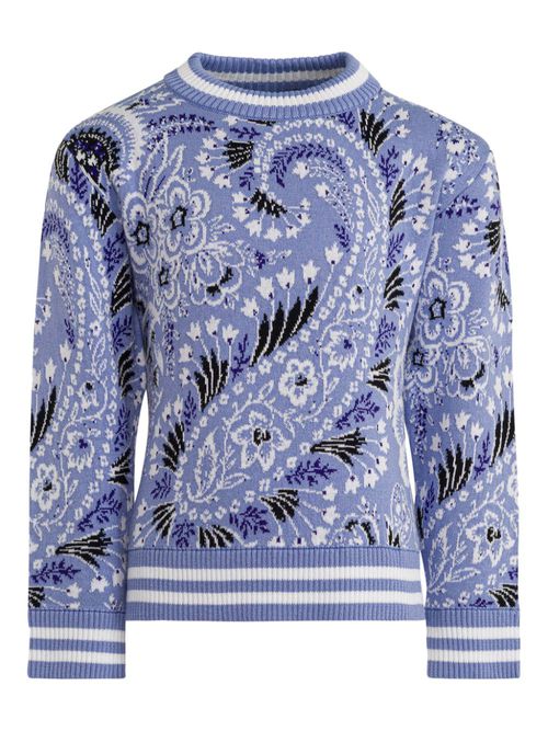 Paisley intarsia-knit cotton jumper - Purple