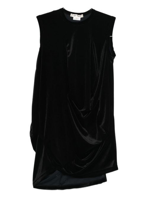 Black Crew Neck Draped Top