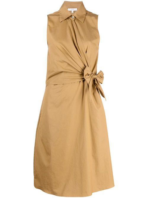 Sleeveless cotton shirt dress - Brown