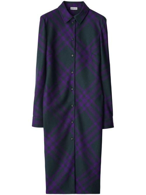 Checked wool shirtdress - Green