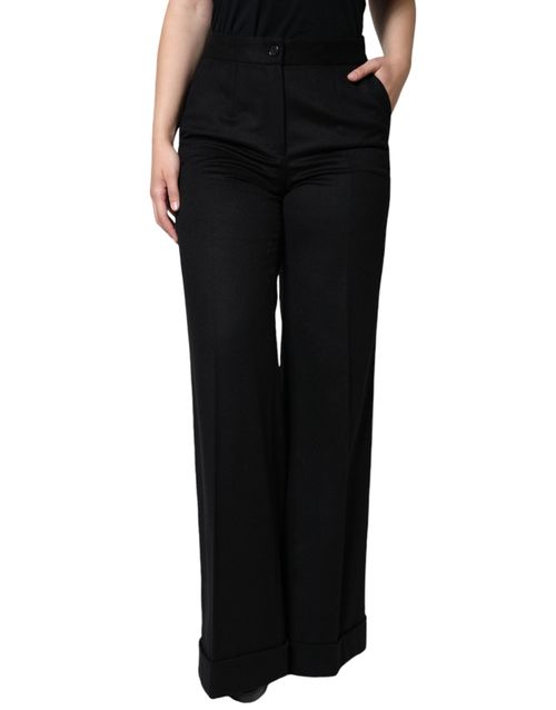 100% Cashmere Boot Cut Trousers — Black
