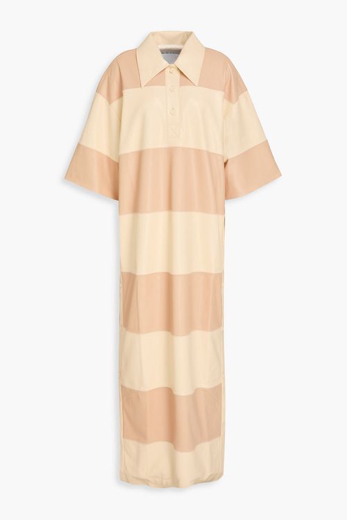 Striped patchwork maxi shirt dress - Neutral - XXS