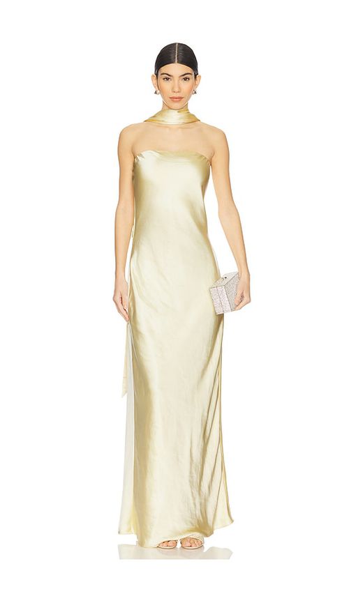 MISHA ABENDKLEID LILIA in Lemon. Größe XXL. Also in M, S