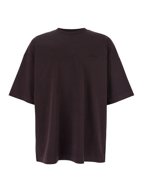 Juun. J Bordeaux T-shirt With Logo Embroidered On The Front And Print On The Back In Cotton Man