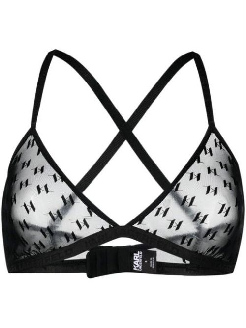 All-over logo-pattern bra