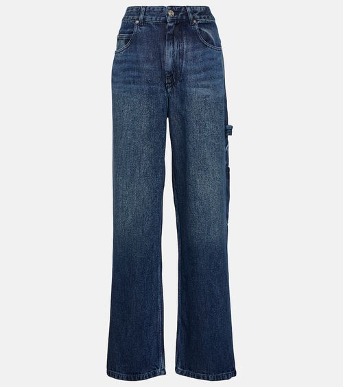 High-rise denim cargo pants