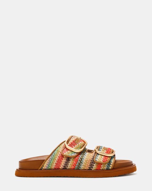 Steve Madden Women's Tourist Slide Sandals - Multi Raffia - - Leather