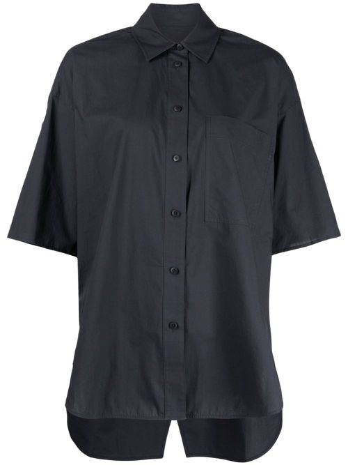 Drop-shoulder button-down shirt - Blue