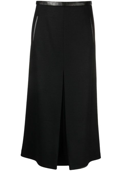 Pleat-detail wool-blend midi skirt - Black