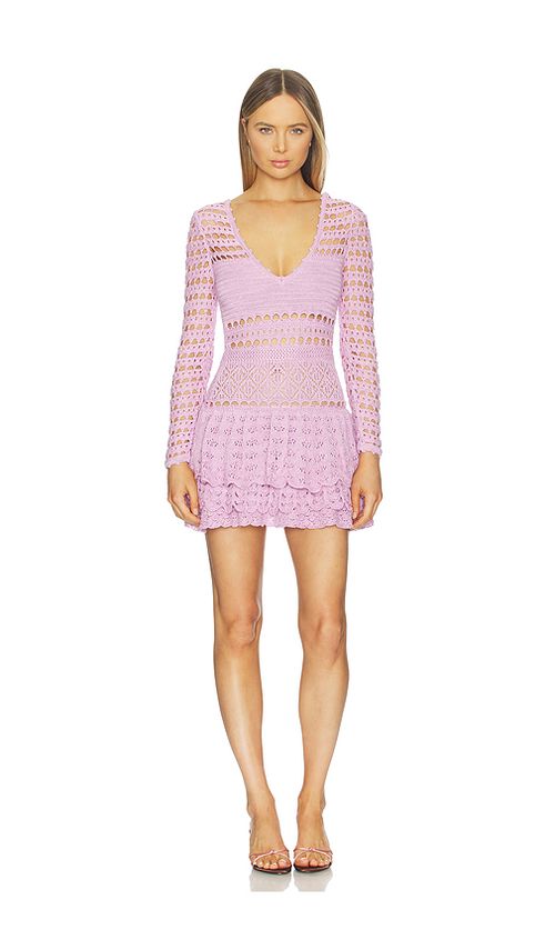 Retrofete Lujayn Crochet Dress in Lavender. L. Also in M, S