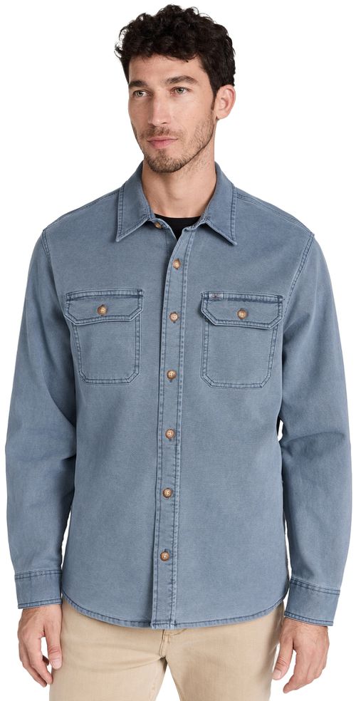 Faherty 남성 Sunwashed Shirt Jacket Petrol Blue 