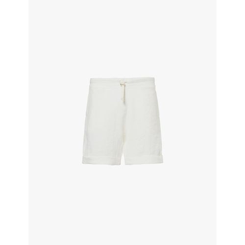 Mens Off-white Folded-cuff Drawstring-waist Linen Shorts XL